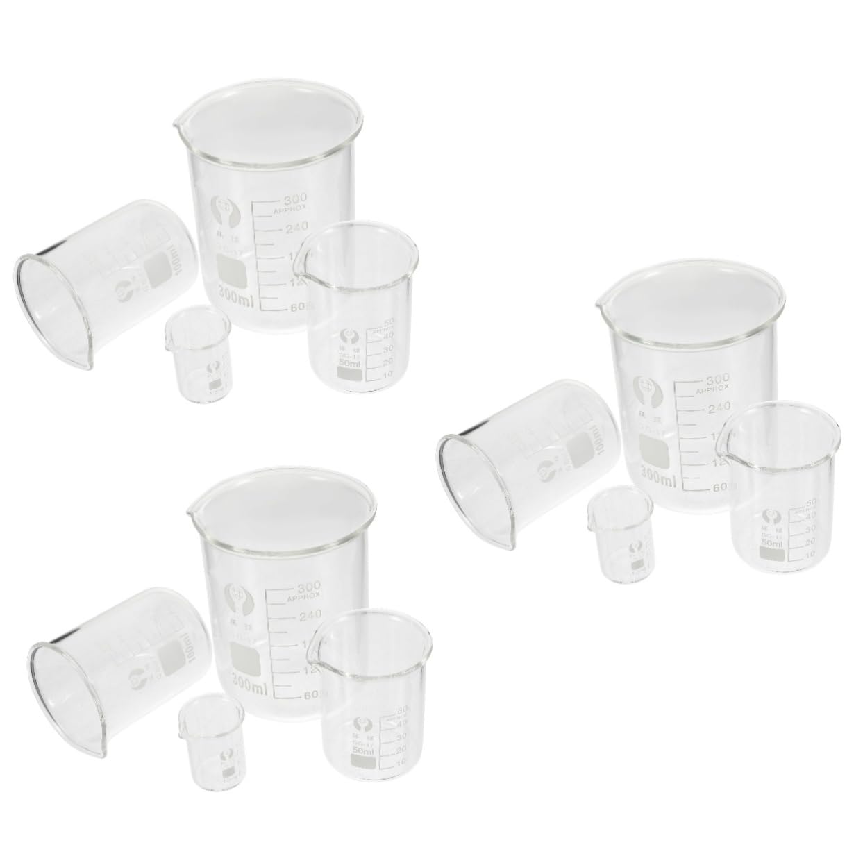 3 Sätze Teiliges Set Borosilikatglas Becher Hitzebeständig Wiederverwendbar Präzise Messbecher Für Labor Und Küche 4 Stück * 3