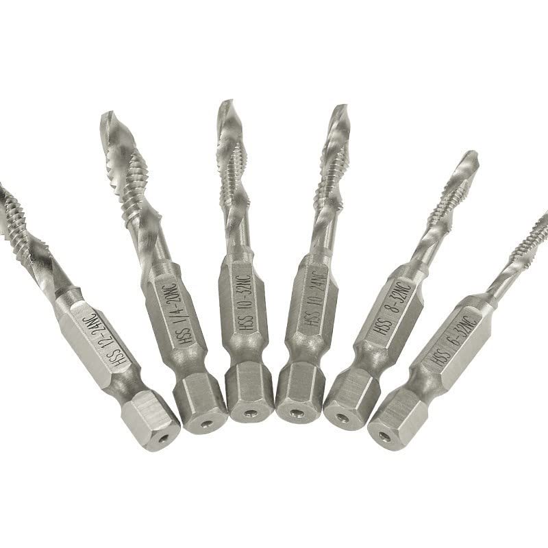 1/4 Hex Shank Composite Tap 6-32 8-32 10-24 10-32 12-24 1/4-20 Machine Plug Spiral Point Thread Drill Tools 1Pcs(10I24 NC)