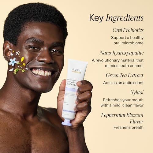 Image of Boka Probiotic Toothpaste - Fluoride Free, Nano Hydroxyapatite Toothpaste - Made with Probiotics - Peppermint Blossom, 4 Fl Oz, 1Pk