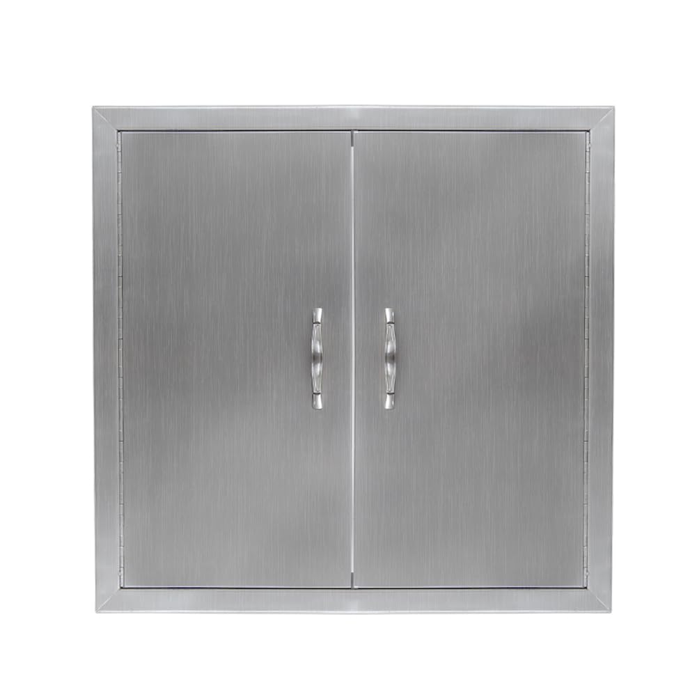 Aptliton Heavy-Duty Stainless Steel Sliding Door Hardware - Outdoor Kitchen Access Door, 24x24 Inch Flush Mount Cabinet Door for BBQ Island and Grilling Station