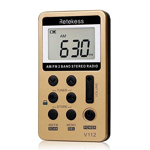 Retekess V112 Am Fm Radio Portable, Mini Radio With Earphone Pocket, Digital Tuning Rechargeable Battery Lcd Display For Walking Jogging(Gold) #TOP6