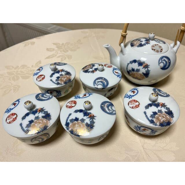 Amazon.co.jp: 深川製磁 染錦花丸紋 土瓶茶器揃 : ホーム＆キッチン 