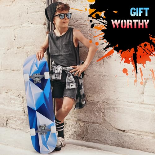 Image of Pro Complete Skateboards for Beginners Girls Boys Kids Youths Teens Adults 31 inchx8 inch Skate Boards 7 Layers Canadian Maple Double Kick Deck Concave Longboard