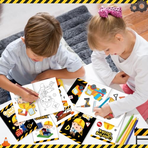 Image of Bulk Construction Coloring Books, 96Pcs Mini Drawing Booklet for Kids | Yellow Truck Excavator DIY Art Coloring Book for Toddlers Toddlers Holiday Birthday Party Goodie Bags Stuffer Classroom Craft