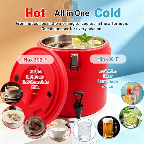 20L/5Gal Insulated Beverage Dispenser Stainless Steel Thermal Hot/Cold Drink Server with Spigot & Handles, Large Capacity Ice Coffee Juice Dispenser for Restaurant,Drink Shop,Catering, Buffet,Party by STILEALUS - Used condition - Image 4