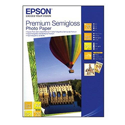 Epson Premium Semigloss Photo Paper - Seidenmattfotopapier - A4 (210 x 297 mm) 20 Blatt - für L130, L220, L310, L365, L565, L810; Expression Home XP-320, 420, 424; SureColor P600