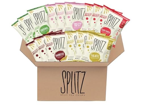 SPLITZ Split Pea Crisps Variety Pack (1.5oz) 15ct Plant-Based, Organic, Non-GMO, Vegan, Gluten-Free, Superfoods, Healthy Snack for Kids and Adults, High Protein, High Fiber, Low Calorie