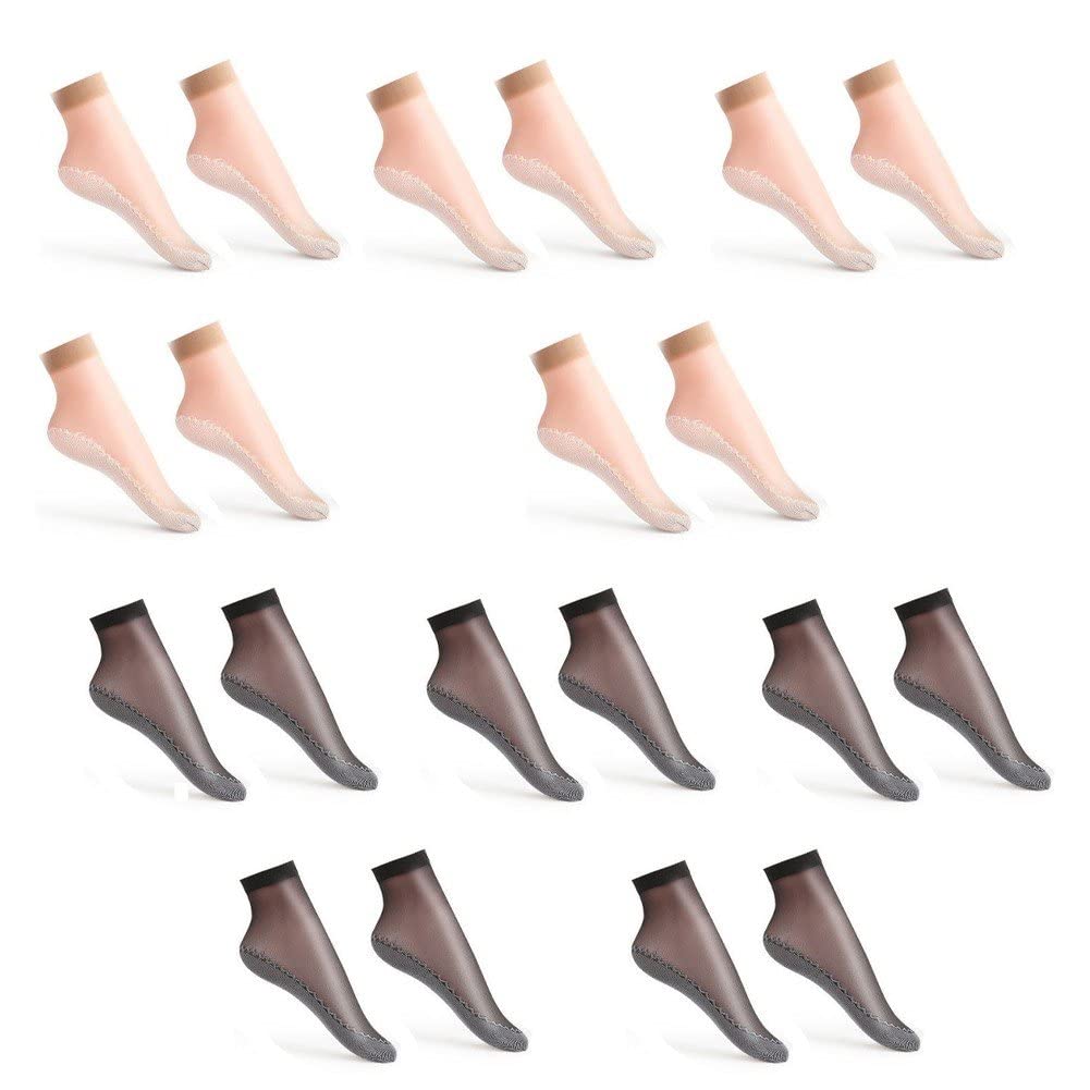 Calzini Nylon Donna Trasparenti - 10 Paia Velati Alla Caviglia, Morbidi E Elasticizzati