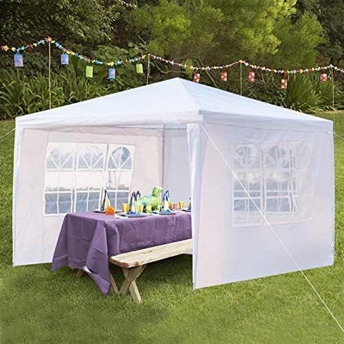 10'x10' Outdoor Party Tent, Small Wedding Birthday Tents for Parties, White Canopy Tent with 3 Removable Sidewalls & Transparent Windows, Outside Gazebo Event Tent for Garden, Patio and Backyard
