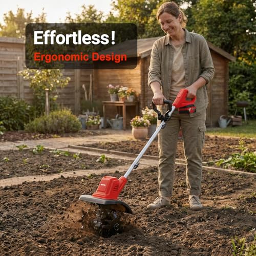 Cordless Brushless Garden Tiller Cultivator Compatible with Milwaukee 18v Battery(Tool Only), 10’’ Wide 7’’ Deep Electric Soil Rototiller, 48-Tine Mini Rotary Aerator for Garden Beds &Soil Preparation by Mayoki - Image 8