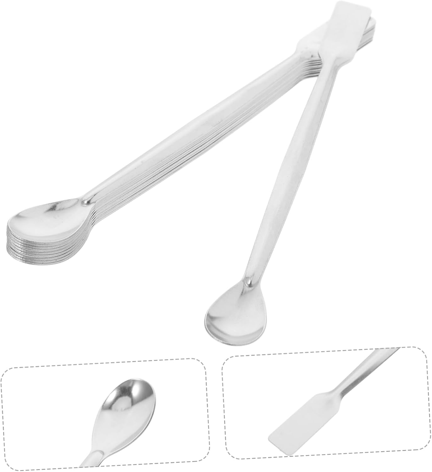 MAGICLULU 10pcs Micro- Stainless Steel Lab Spatula Measuring Laboratory Double-ended Reagent