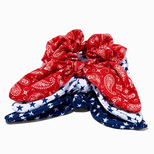 Claire's Red, White, & Printed Bow Hair Scrunchies 4Th July Hair Accessories For Girls | Blue #TOP2