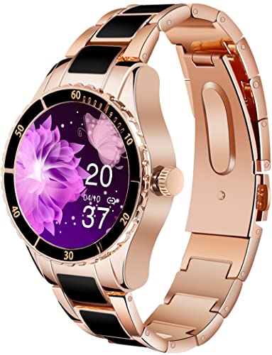 Smartwatch Damen Bluetooth Anruf, Smart Armbanduhr Fitness Tracker mit Musiksteuerung, Elegant Luxus Klassische Fitnessu...