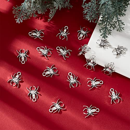 SUNNYCLUE 1 Box 50Pcs Halloween Spider Charm Antique Sliver Spider Pendants Alloy Halloween Night Spider Pendants Bulk for Jewelry Making Charms Bracelet Necklace Earring Keychain DIY Finding Supplies - Image 4