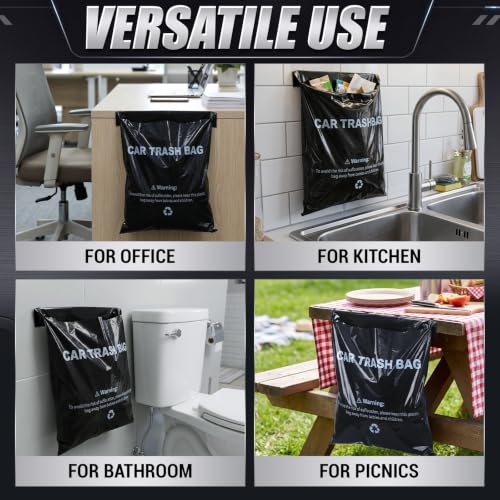 Image of Jetec 500 Pcs Disposable Car Trash Bags Bulk Self Adhesive | Leakproof, Odor Proof Hanging Garbage Bags for Car, Reserved Hanging Holes Easy Stick on Trash Can for Vehicle, Stroller