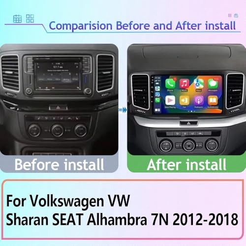 Pantalla Carplay para Volkswagen Sharan 7N 2012-2018 con Android Auto y Mirror Link 2