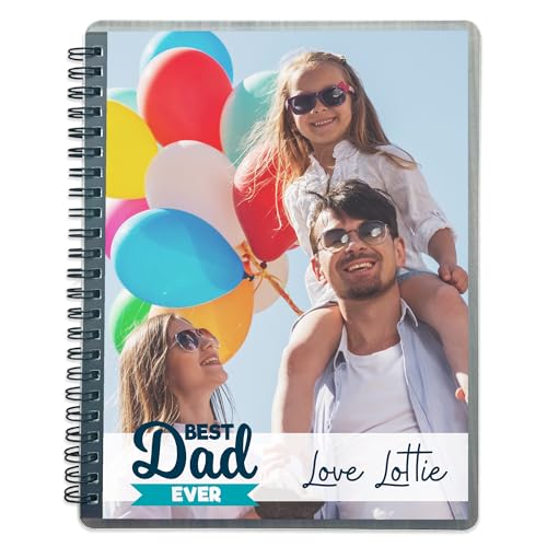 Adventa Cuaderno personalizado A5, añade tu propio diario de fotos/imágenes/texto, A5, 100 g/m², 120 páginas rayadas, cubierta protectora, diario con páginas a rayas, (fotos de 6 x 8, arte, inserto de