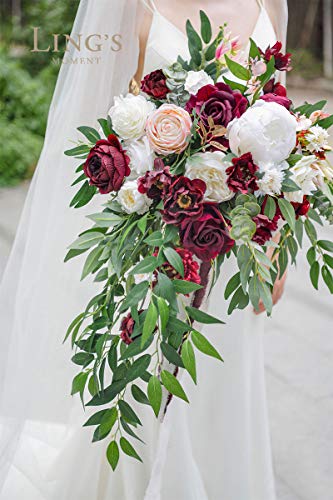 Ling's Moment Artificial Italian Ruscus Greenery Stem-Faux Floral Hanging Greenery Spray For Wedding Bouquet,Arch,Table Centerpieces And Home Decor（27.55" Tall） #TOP2