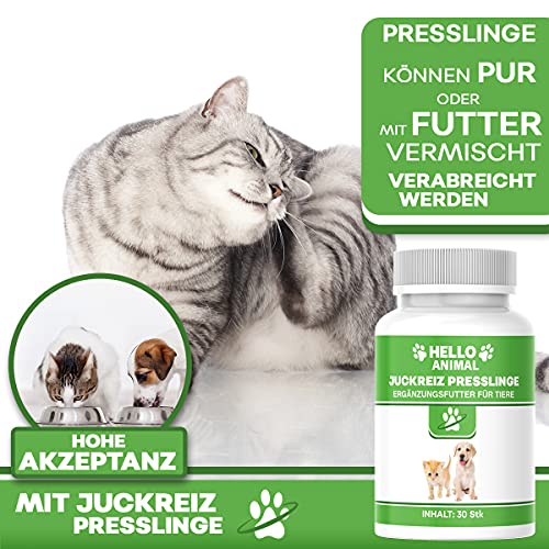 NEU: HelloAnimal® JUCKREIZ Presslinge für Hunde & Katzen, SOFORTHILFE bei Hautreizungen, pflegt Haut und Fell bei Läuse, Flöhe, Milben