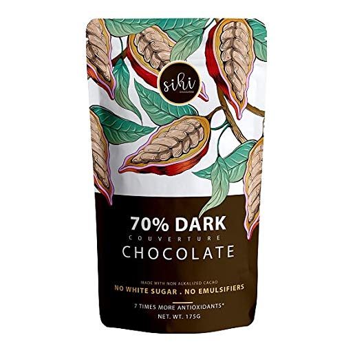 Sihi Chocolaterie - 70% Dark Chocolate Couverture, Organic & Non Alkalized|No White Sugar|Smooth & Creamy|Best For Baking Or Eating|High In Antioxidants|Vegan, Plant Based - 150G (Pack Of 1) (B08FC3Y9W8) Amazon Price History, Amazon Price Tracker
