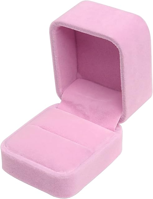 nuoshen Velvet Ring Box for Engagement Ring, Classic Earring Jewelry Elegant Case Gift Box(Pink)