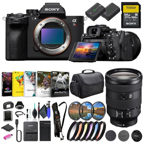 Sony a7R V Mirrorless Camera ILCE7RM5/B, Sony FE 24-105mm Lens, 64GB Memory Card, Filter Kit, Color Filter Kit, Corel Photo Software, Bag, NP-FZ100 Compatible Battery, and More
