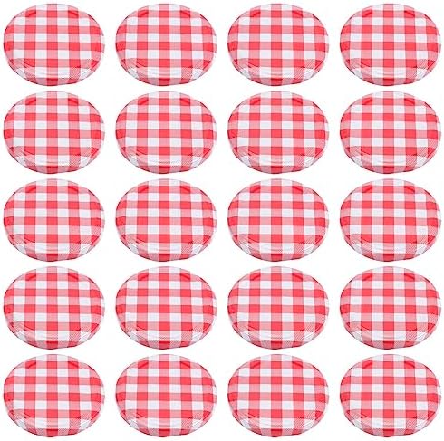 Westmark Set 15 Coperchi Per Barattoli Ø66mm — In Latta Stagnata, Decorazione A Quadri Rosso/bianco, Triplo Rivestimento Per Conserve Acide E Grasse