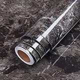 LACHEERY Black Sandstone Marble Contact Paper for Countertops Waterproof Countertop Contact Paper Peel and Stick Marble Wallpaper Removable Wall Paper Roll for Kitchen Cabinets Counter Top 15.8'x80'