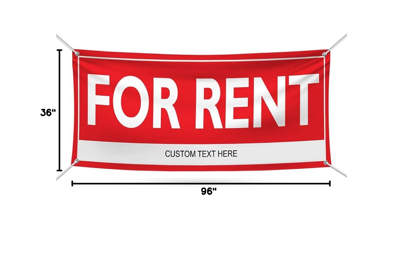 For Rent Banner Sign Personalized - 13 Oz Heavy Duty Waterproof Custom For Rent Vinyl Banner for Business with Metal Grommets, VP5563 (36" x 96")