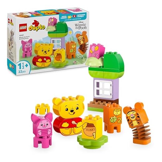LEGO DUPLO | Disney Winnie the Pooh’s Birthday Party - Fine Motor Skills Toy for 1+ Year Old Toddlers, Girls & Boys - Number Bricks and 3 Animal Figures incl. Tigger and Piglet - 10457