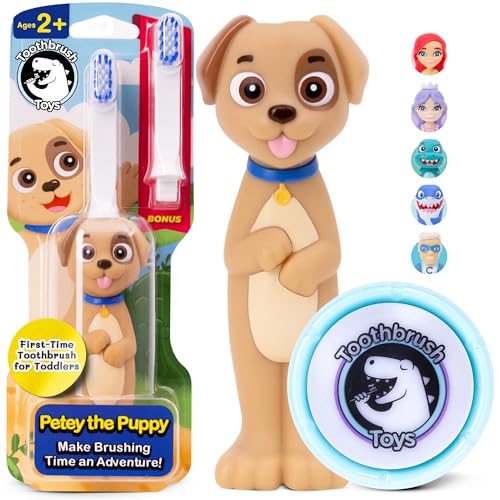 Kids Toothbrush with Timer Set – Light-Up Musical Toothbrush Timer, Gift Set, Replaceable Head, Puppy Design