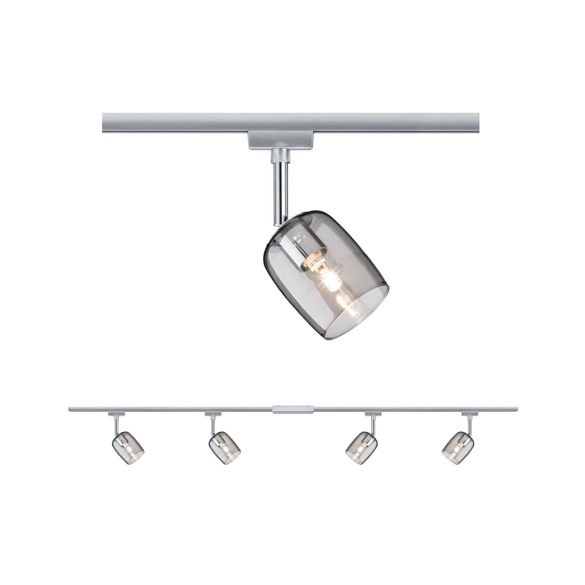 Paulmann 96899 Kit système rails URail Blossom max. 4x10 watts Rail lumineux Chrome mat, Chrome, Verre fumé Éclairage de plafond Métal, plastique Rail de plafond G9