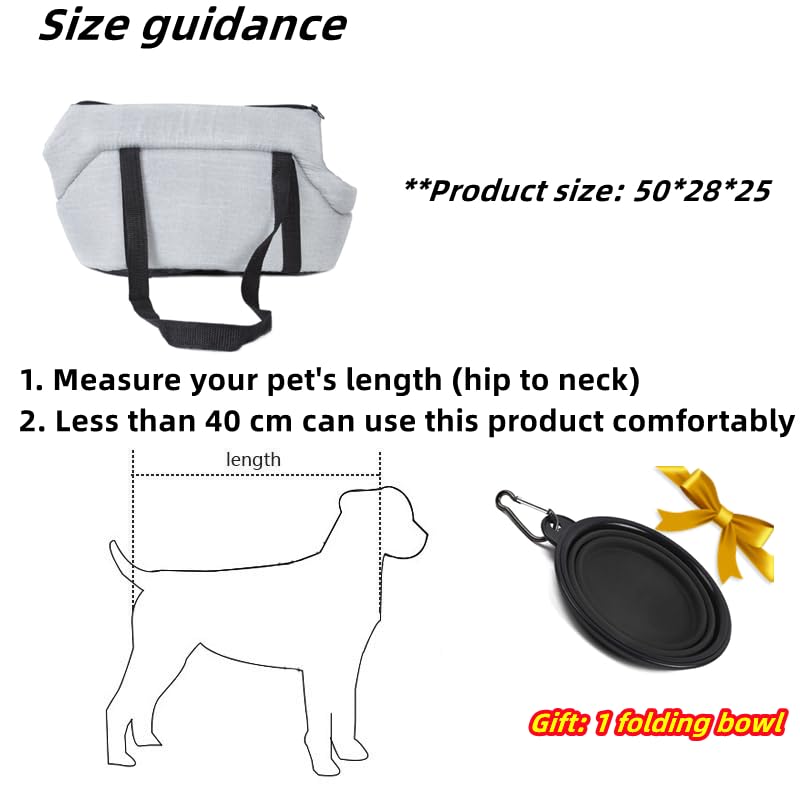 Borsa Trasportino Per Cani Piccoli E Gatti – Tracolla A Mani Libere – Tessuto Oxford – Ciotola Pieghevole Inclusa – Grigio