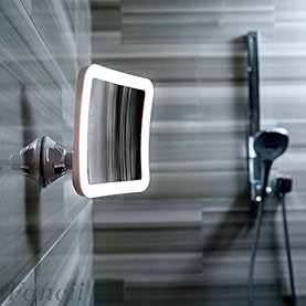 Alternative view of Fancii 10X Magnifying Lighted Makeup Mirror - Daylight LED Vanity Mirror - Compact, Cordless, Locking Suction, 6.5" Wide, 360 Rotation, Portable Illuminated Bathroom Mirror (Square)