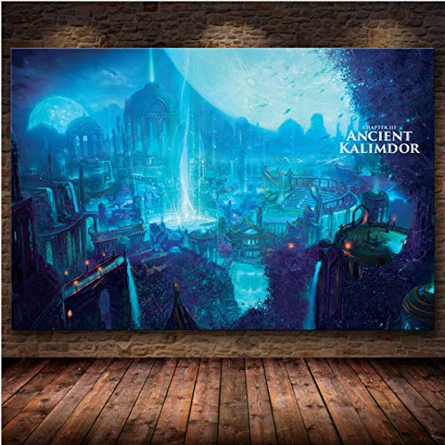 Mapa del Mundo De Warcraft Cartel Lienzo Pintura Arte De La Pared...