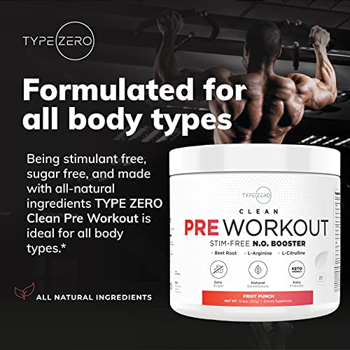 Type Zero NO_CLEAN Ultra Clean Stim Free Pump Pre Workout + Nitric Oxide Booster (Fruit Punch) Beetroot thumb #6