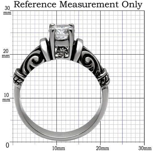 Tribal Celtic Design Round Solitaire 1.5 Carat Cubic Zirconia CZ Engagement Ring, Hypoallergenic Antiqued Silver 316L Stainless Steel Band - Image 3