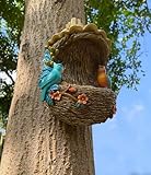 Fence Wall Mounted Pole Tree Face Bird Feeder - Garden Art Tree Decor Statues Outdoor Wild Patio Yard Art Gift Whimsical