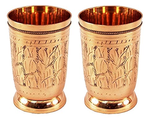 MOTI METAL INDUSTRIES MMI Glass Set Handmade Mughlai Style Brass Glass Cup Tumbler 250 ML Drinkware,Hotelware (4)
