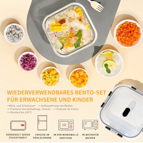 LNWSN 320ml Frischhaltedosen mit Deckel 12er Set, Versiegelter Vorratsdosen Glas mit Deckel aus Verdicktem Borosilikatglas… – Ansicht 5