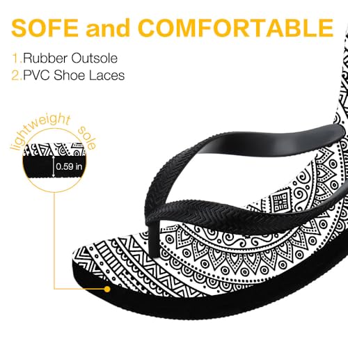 Flip Flops for Women Men Bohemian Artistic Ethnic Non Slip Rubber Summer Thong Sandals Comfortable Shower Pool Beach Shoes House Casual Waterproof Slides Indoor Outdoor Home Bathroom Slippers3