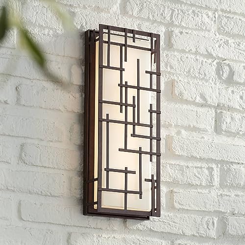 Possini Euro Design Modern Lines Outdoor Wall Light Fixture Bronze