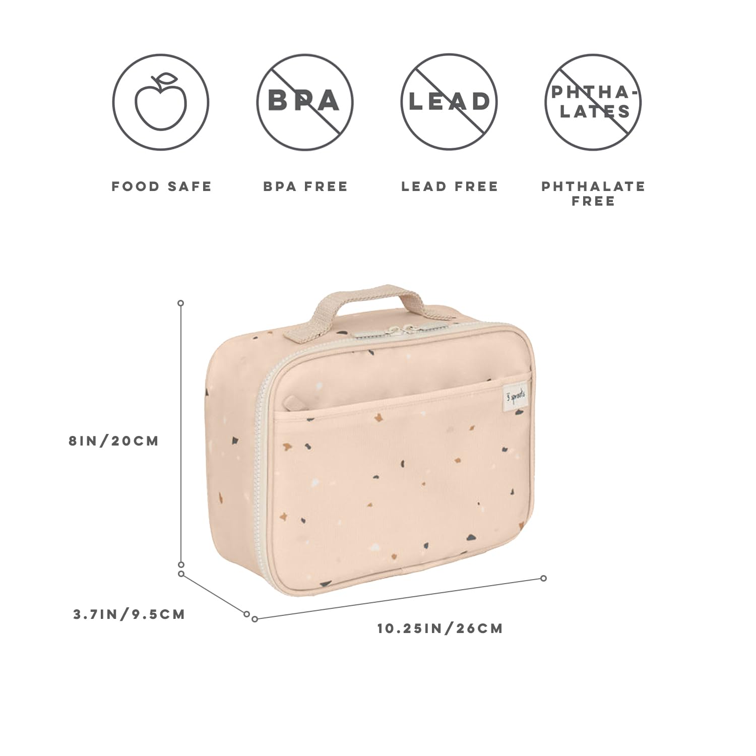 3 Sprouts Lunch Bag for Kids Boys & Girls - Insulated Lunch Box for Boys and Girls - Perfect for School and Travel in Terrazzo Sand - Image 3
