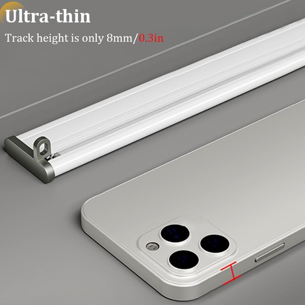 Aluminum Extra Thin Ceiling Tracks, Sliding Door Curtain Rod No Drill, for Bathroom/Bay Window/Closet Dorm/Doorway, Curtain Track Set with Accessories(130cm/4.2ft)