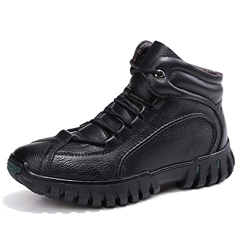 Mengxx Bottes Cuir Noir Patrouille Combat Armée Tactique Recrues Police Militaire (EU 42, Noir)