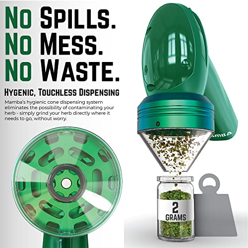 Image of Mamba Green USB Electric Herb Grinder with Color Box. Small Portable Metal Herbal Machine & Spice Mill for the Kitchen