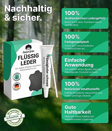 Lederfarbe Emma Grün Flüssigleder Reparatur Set Schwarz für Lederpflege