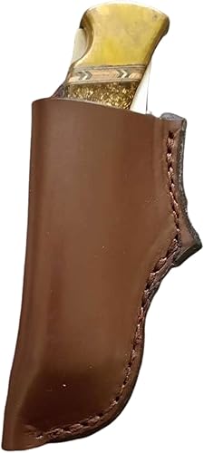 Funda de cuero personalizada para cuchillo de mano izquierda para cuchillo Buck 110, soporte plegable de 5 pulgadas, marrón oscuro