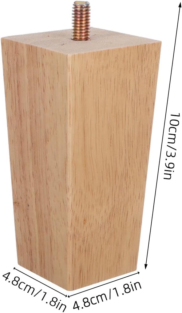 8Pcs Furniture Legs 4 Inch Square Solid Wood Couch Legs Replacement Sofa Feet Mid Century Furniture Feet for Armchair Bed Dresser Cabinet Include Installation Hardware