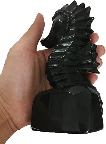 Miniatura 4 de MEYYI Chakra Balance Gemstone Decoration 15cm Natural Obsidian Quartz Crystal Hand Carved Seahorse Figurine Wild Life Figurine Handmade Craft Home